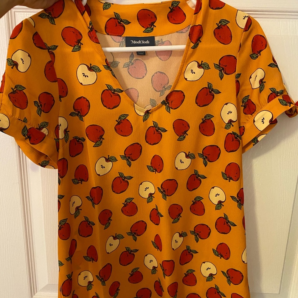 ModCloth Apple Print Crepe Blouse